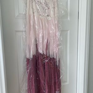 NWT Lola pink-burgundy silk maxi skirt
